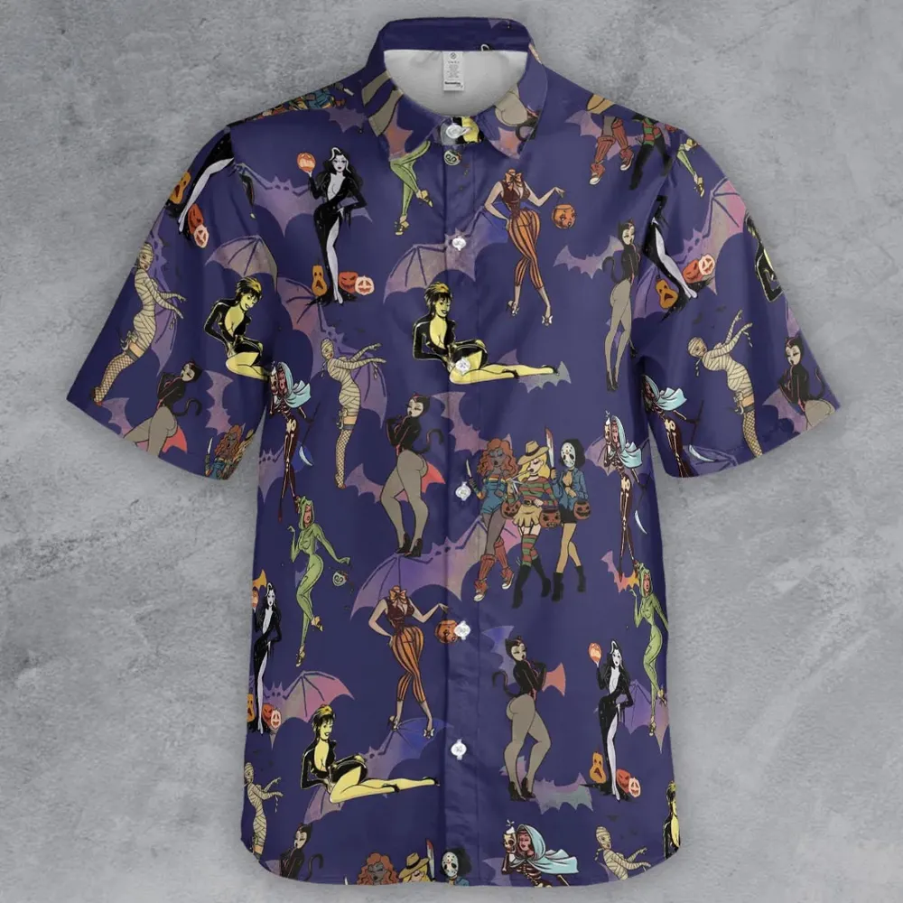 Horror Pin Up Girls Button Down Shirt - 2