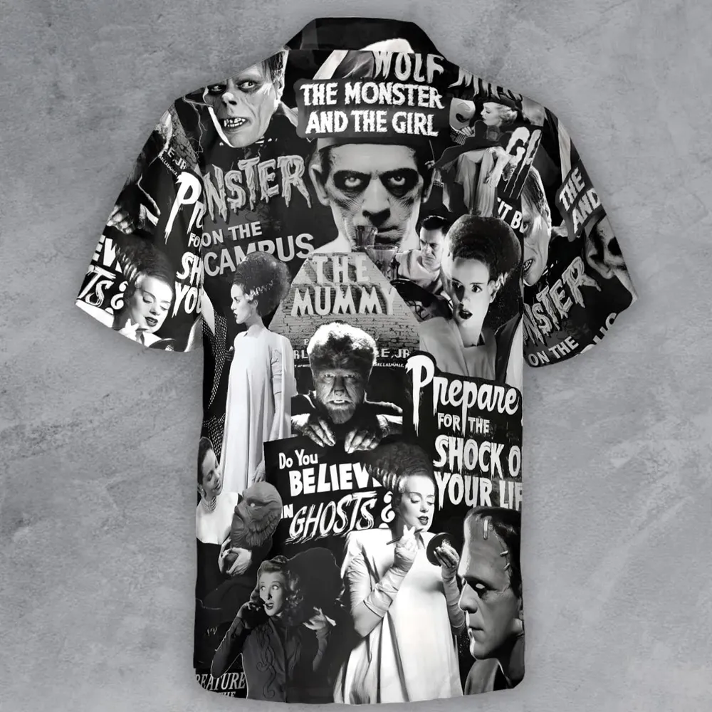 Universal Monsters Pattern Button Down Shirt - 3