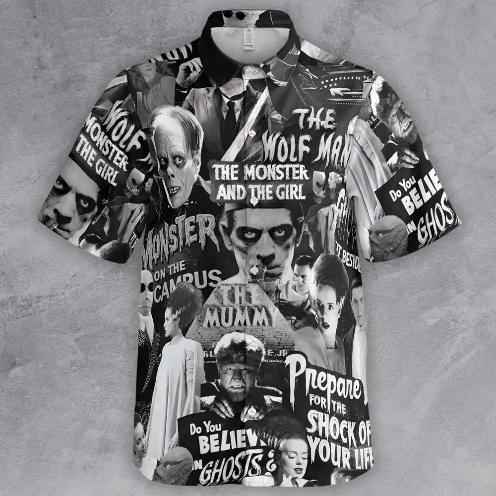 Universal Monsters Pattern Button Down Shirt - 2