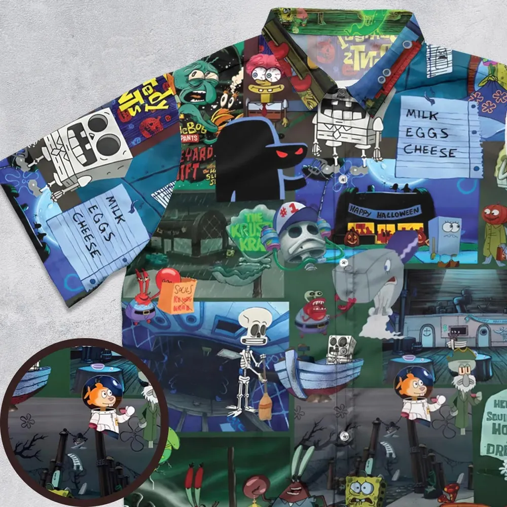 Scary Spongebob Squarepants Button Down Shirt - 1