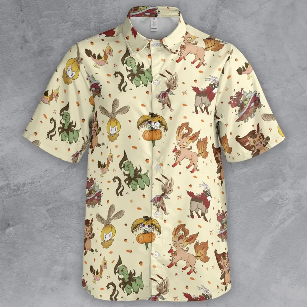 Autumn Vibes Pokemon Pattern Button Down Shirt - 2