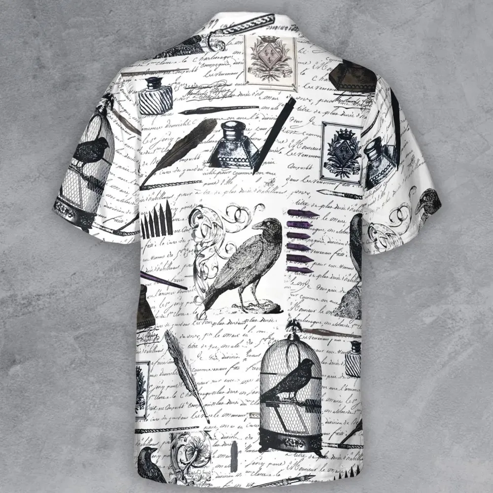 Nevermore The Raven Edgar Allan Poe Button Down Shirt - 3