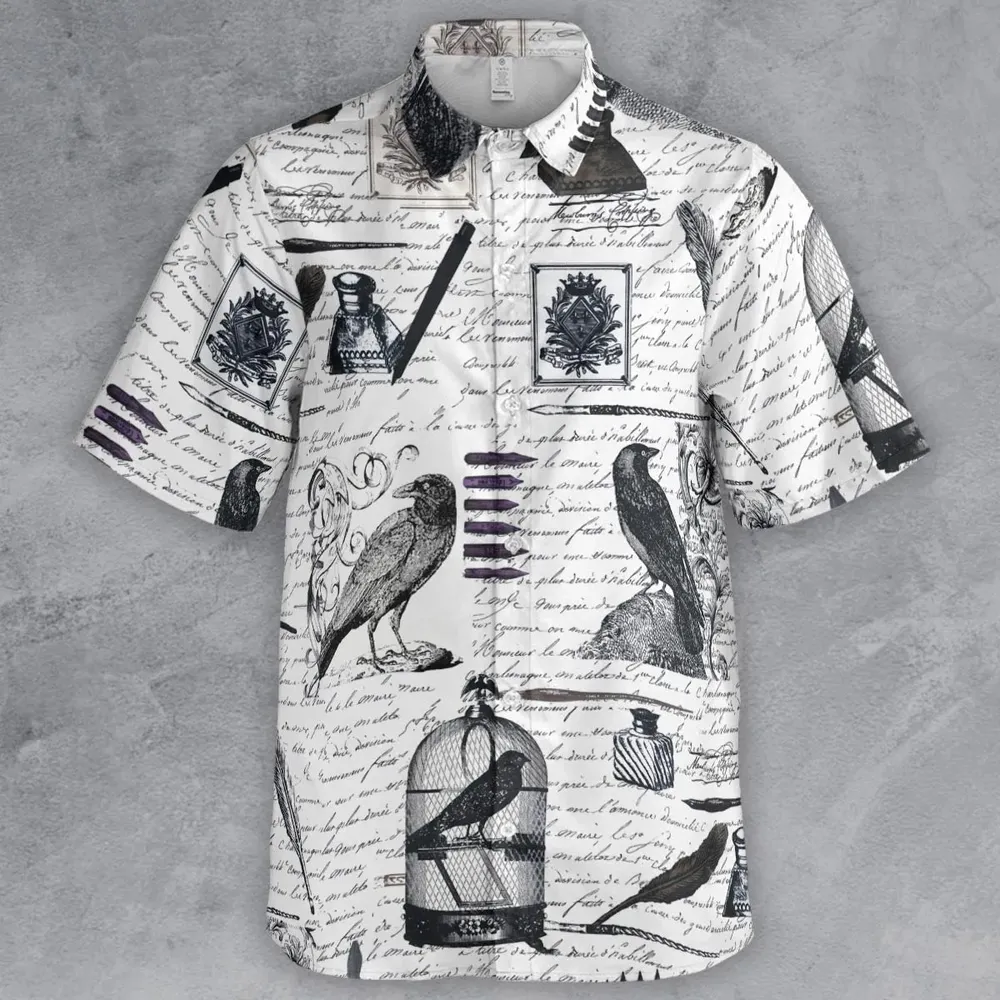 Nevermore The Raven Edgar Allan Poe Button Down Shirt - 2
