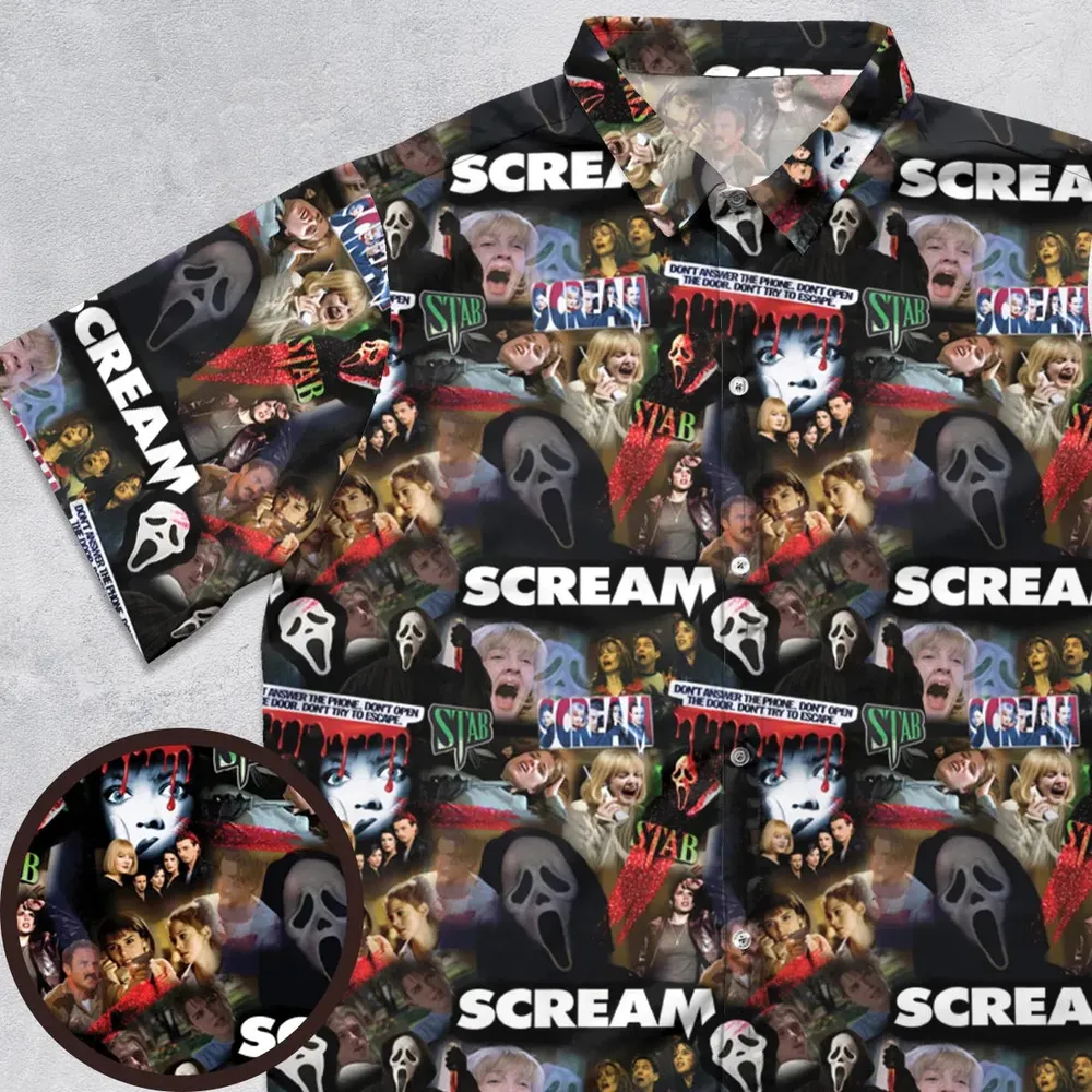 Slasher Chic Scream Button Down Shirt - 1