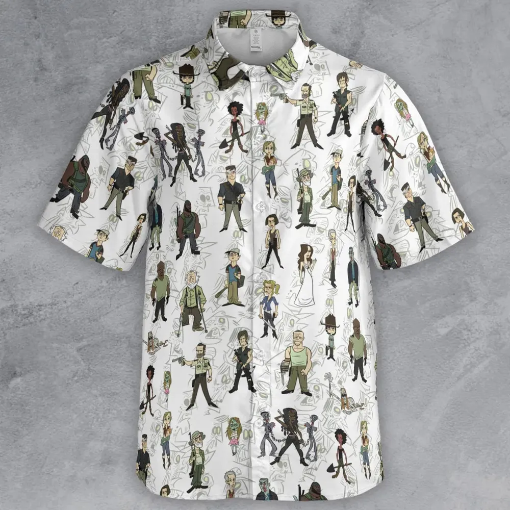 The Walking Dead Characters as Cartoons Button Down Shirt - 2