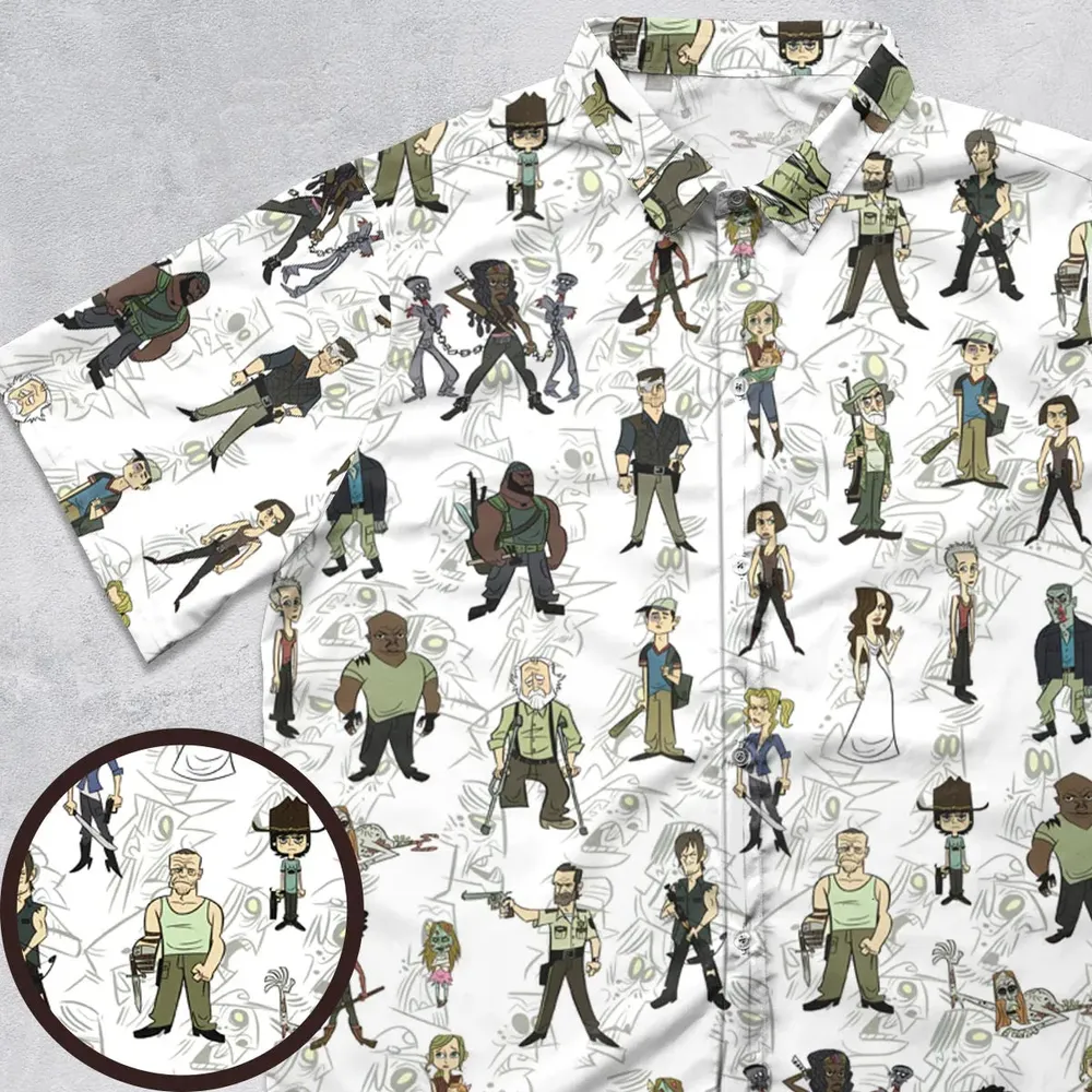 The Walking Dead Characters as Cartoons Button Down Shirt - 1