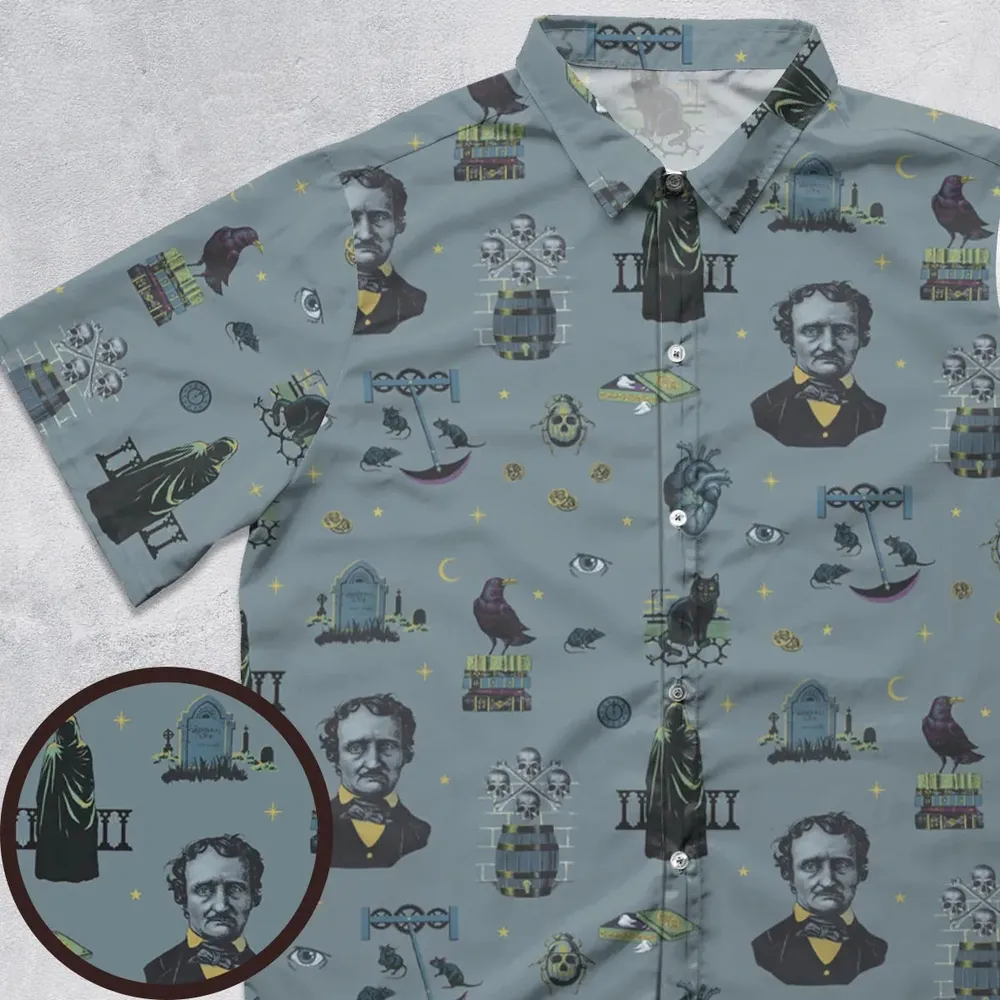 The Dark Themed Edgar Allan Poe Button Down Shirt - 1