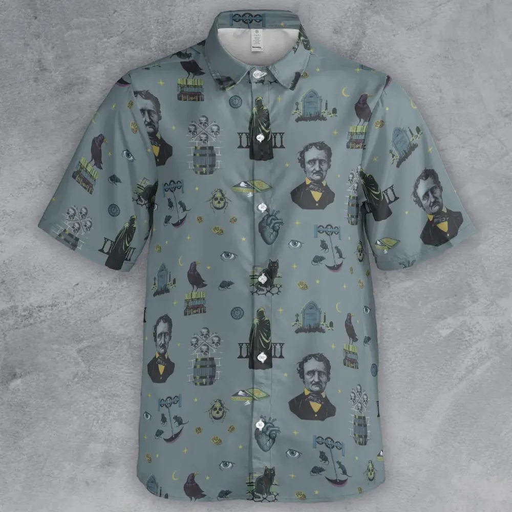 The Dark Themed Edgar Allan Poe Button Down Shirt - 2