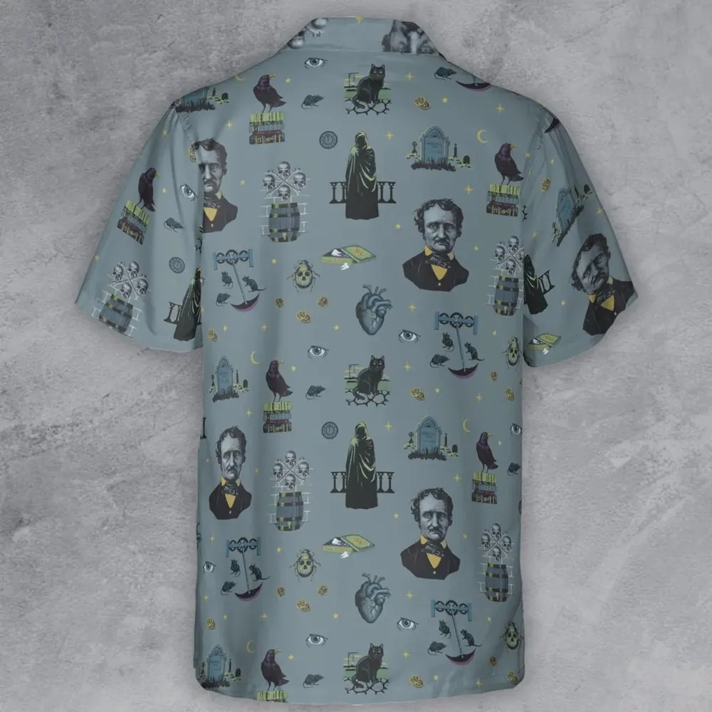 The Dark Themed Edgar Allan Poe Button Down Shirt - 3