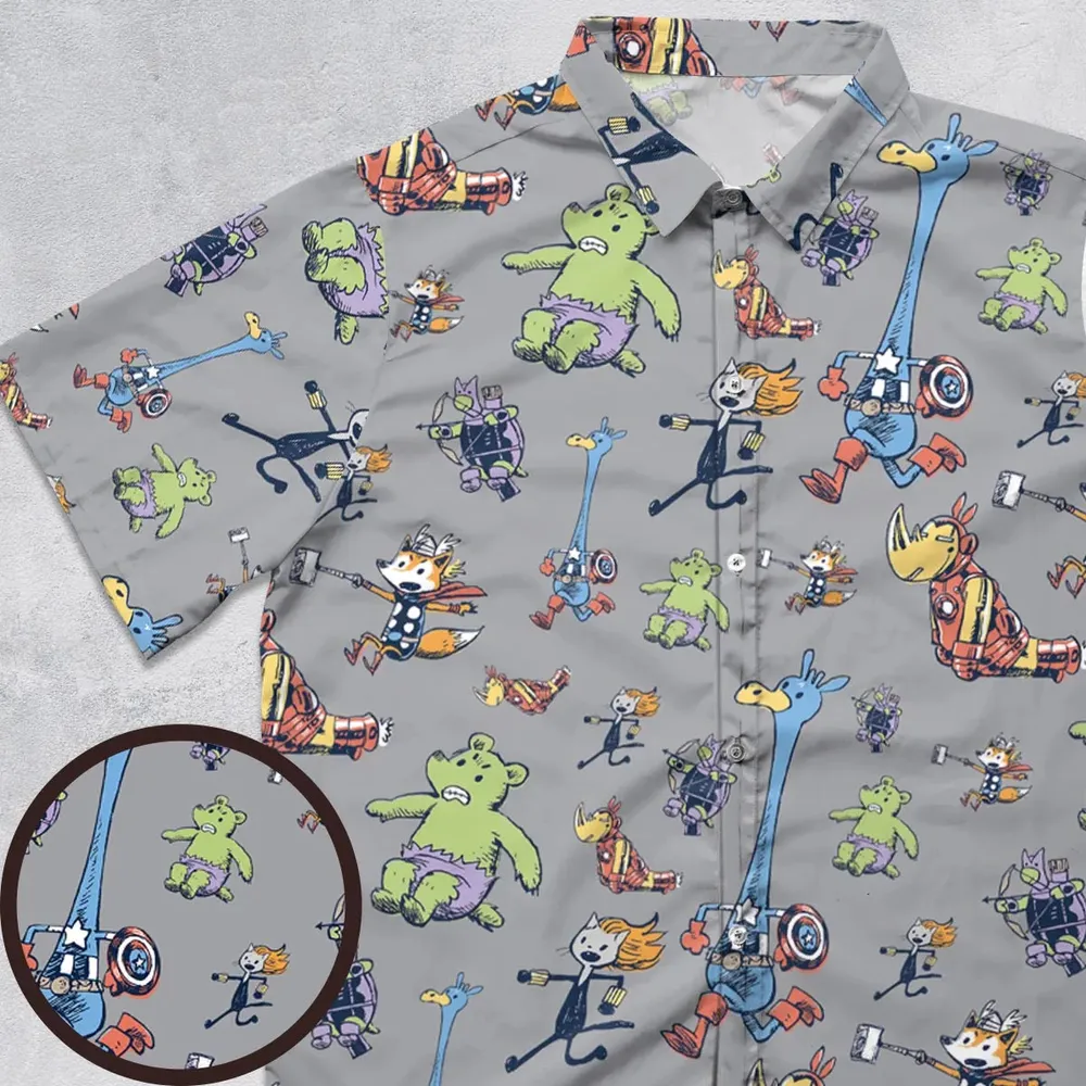 Animals Assemble Avengers Button Down Shirt - 1