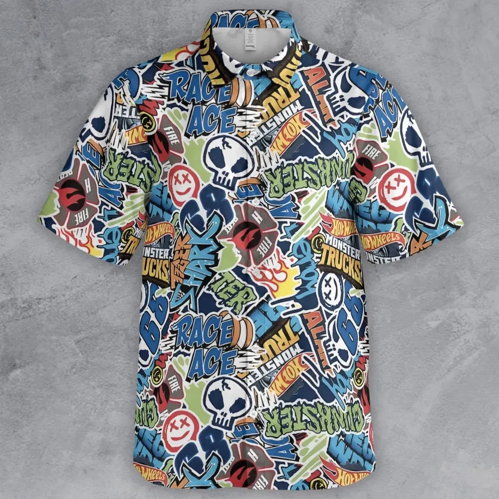 Hot Wheels Monster Trucks Logos Button Down Shirt - 2