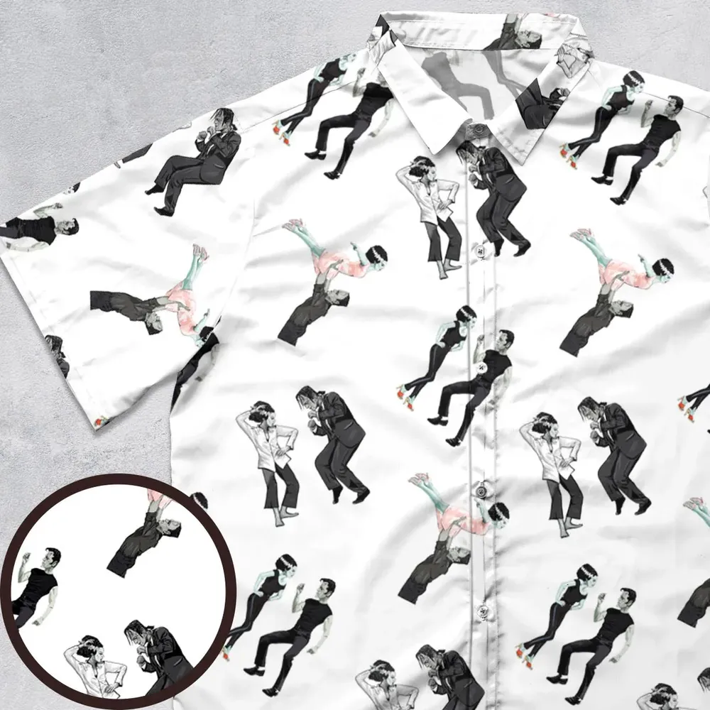 Frankenstein And Bride Movie Dance Scenes Button Down Shirt - 1