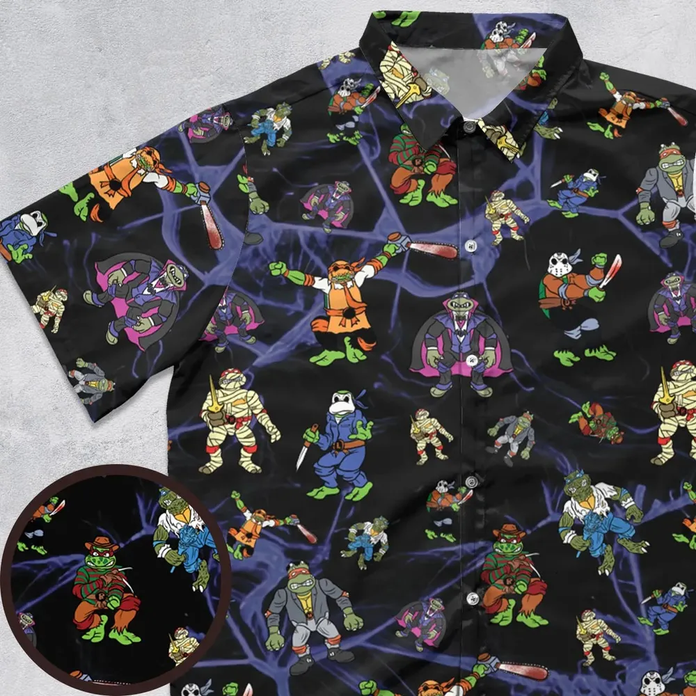 TMNT Universal Monsters And Sewer Slasher Toys Button Down Shirt - 1