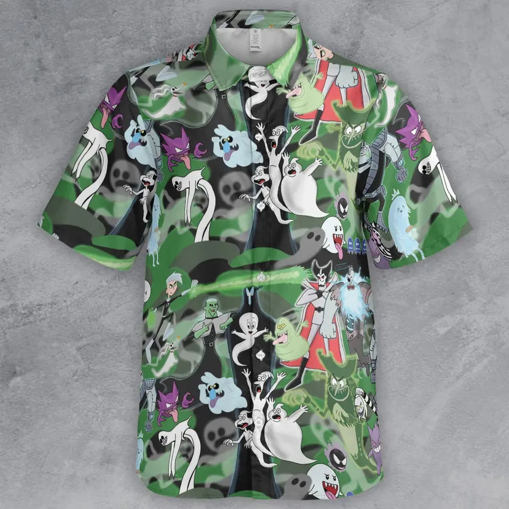 Ghost Cartoon Characters Button Down Shirt - 2