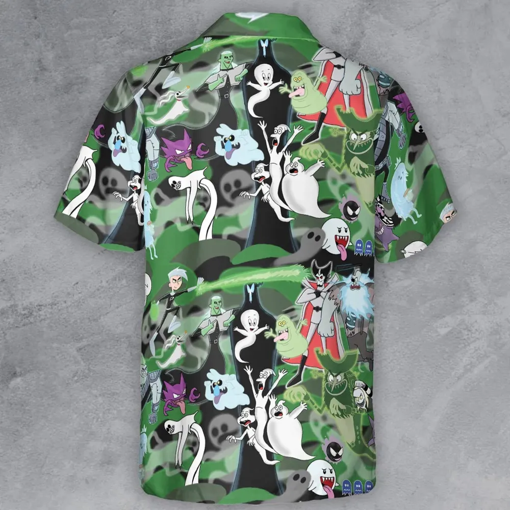 Ghost Cartoon Characters Button Down Shirt - 3