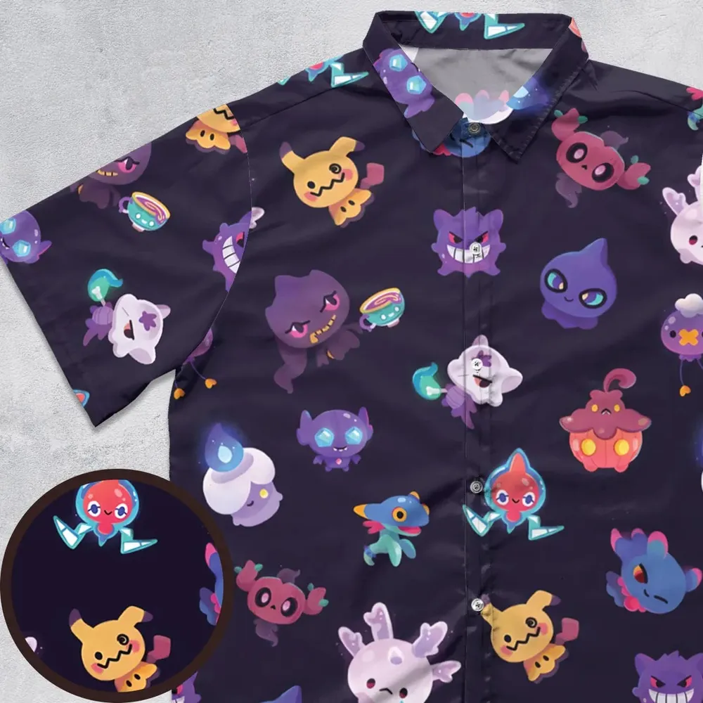 Cute Ghost Type Button Down Shirt - 1