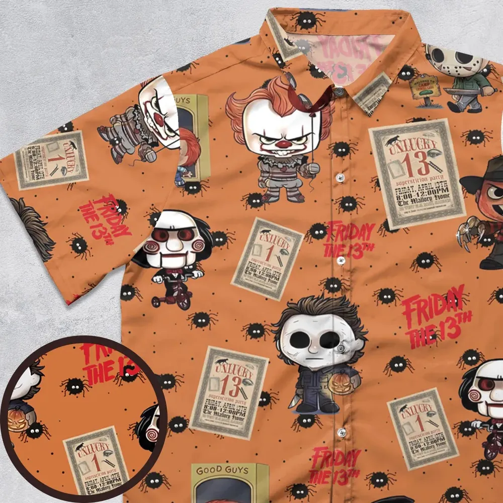 Chibi Horror Characters Button Down Shirt - 1