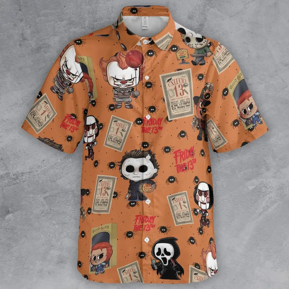 Chibi Horror Characters Button Down Shirt - 2