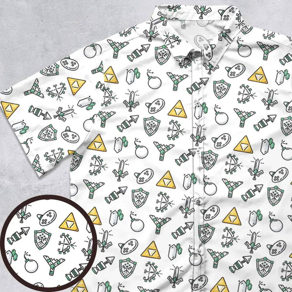 The Zelda Pixel Style Button Down Shirt - 1