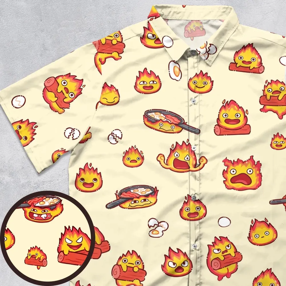 Calcifer Howl’s Moving Castle Button Down Shirt - 1