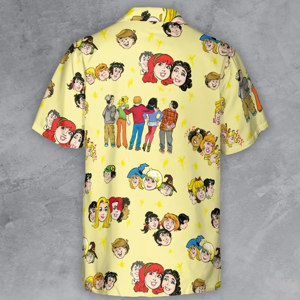 Nostalgic Cartoons in Archie Style Button Down Shirt - 3