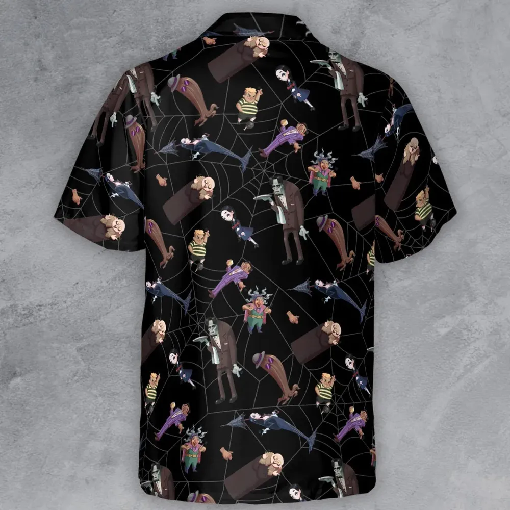 Groovie Addams Family  Cartoon Characters Button Down Shirt - 3