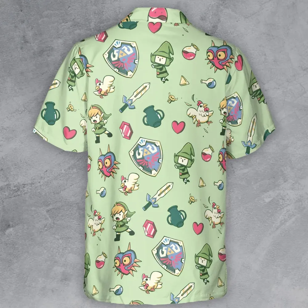 Let's Roll Link The Legend of Zelda Button Down Shirt - 3
