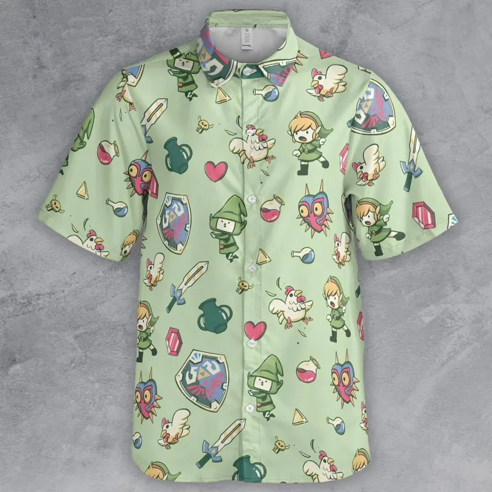 Let's Roll Link The Legend of Zelda Button Down Shirt - 2