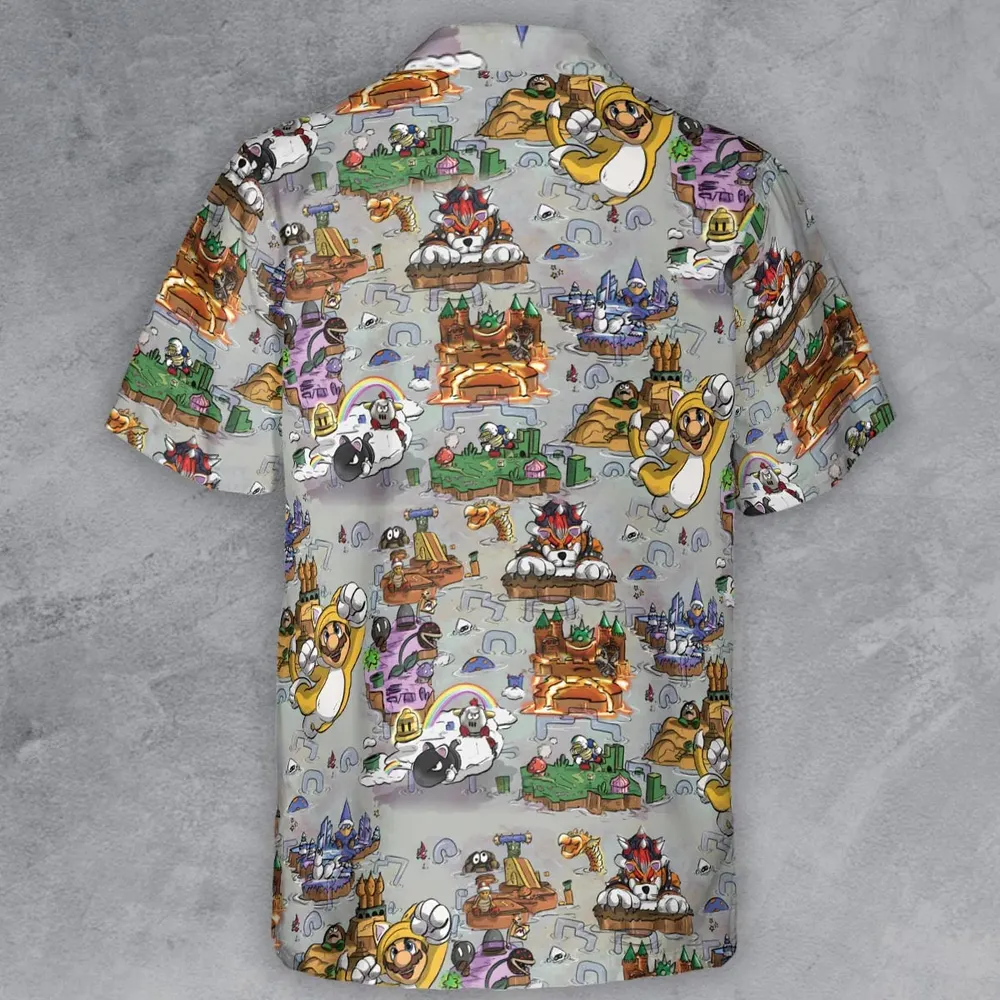 Mushroom World Super Mario Worlds Button Down Shirt - 3