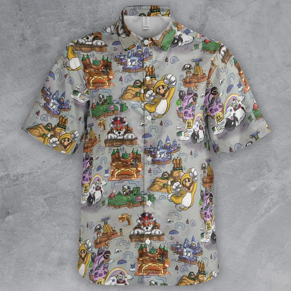 Mushroom World Super Mario Worlds Button Down Shirt - 2