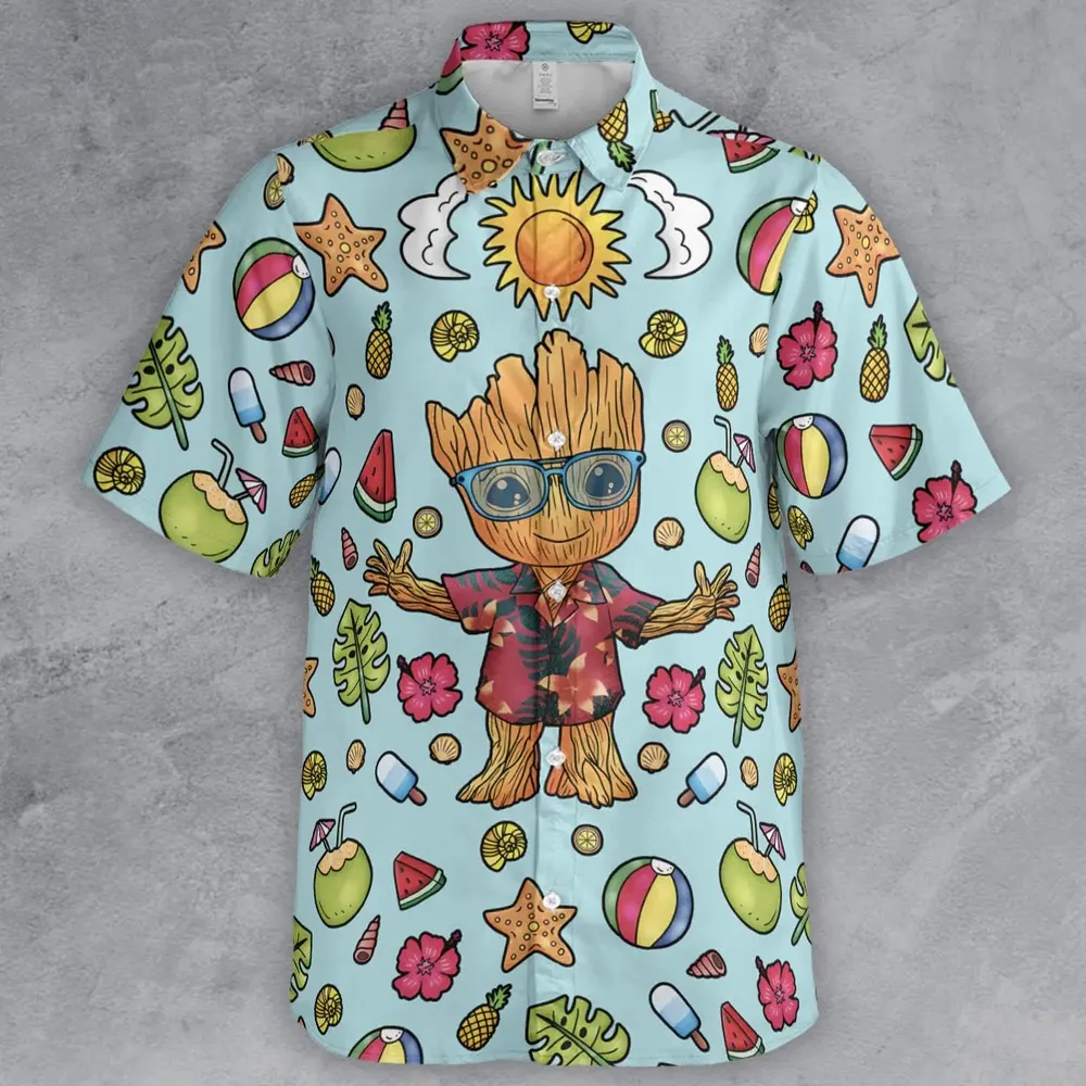 Summer Galaxy Groot Button Down Shirt - 2