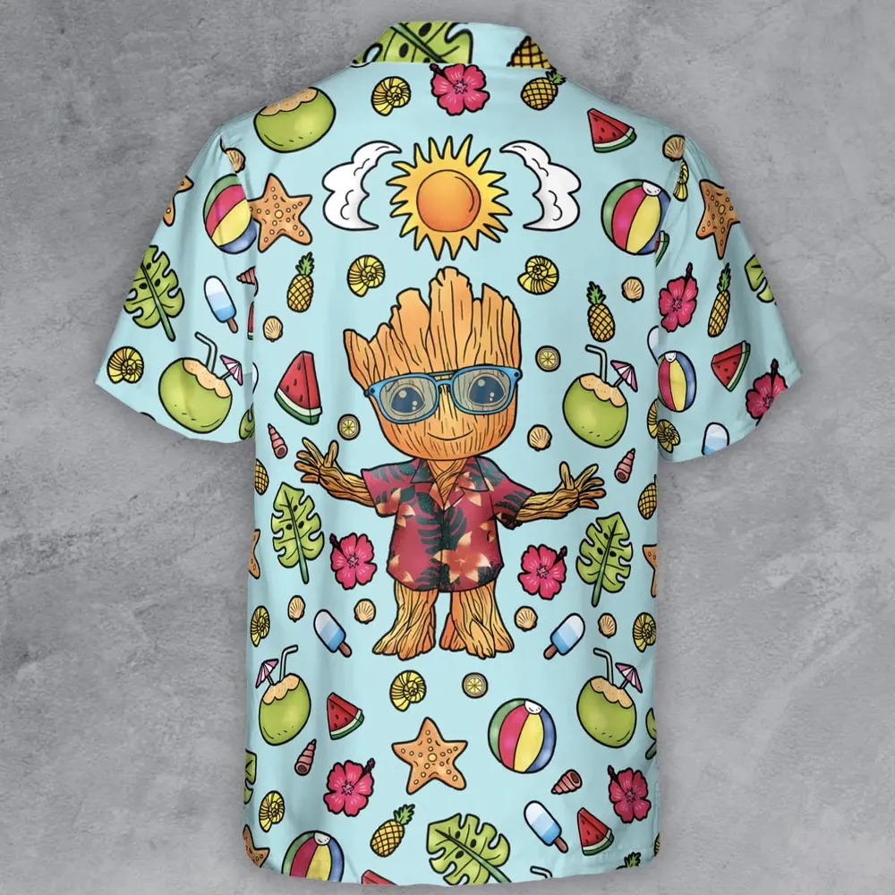 Summer Galaxy Groot Button Down Shirt - 3