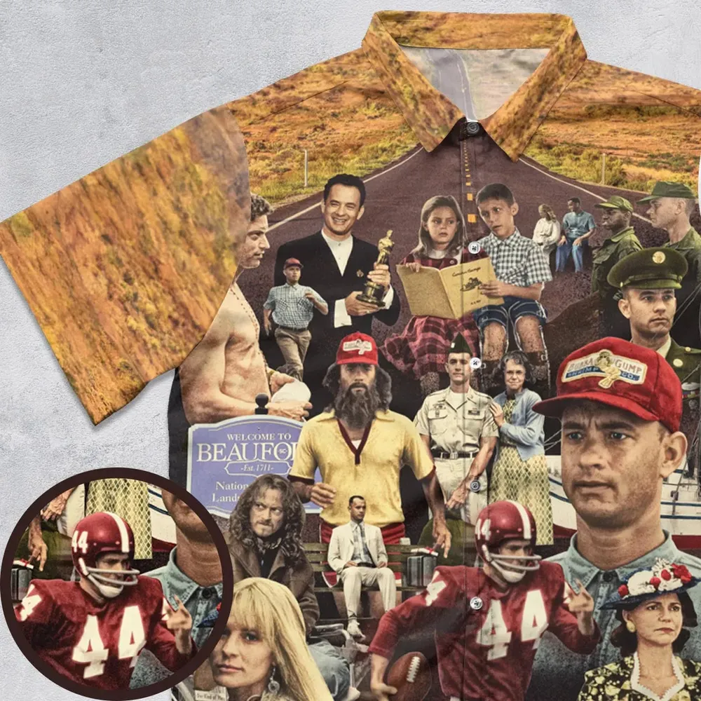 Forrest Gump's Journey Collage Button Down Shirt - 1
