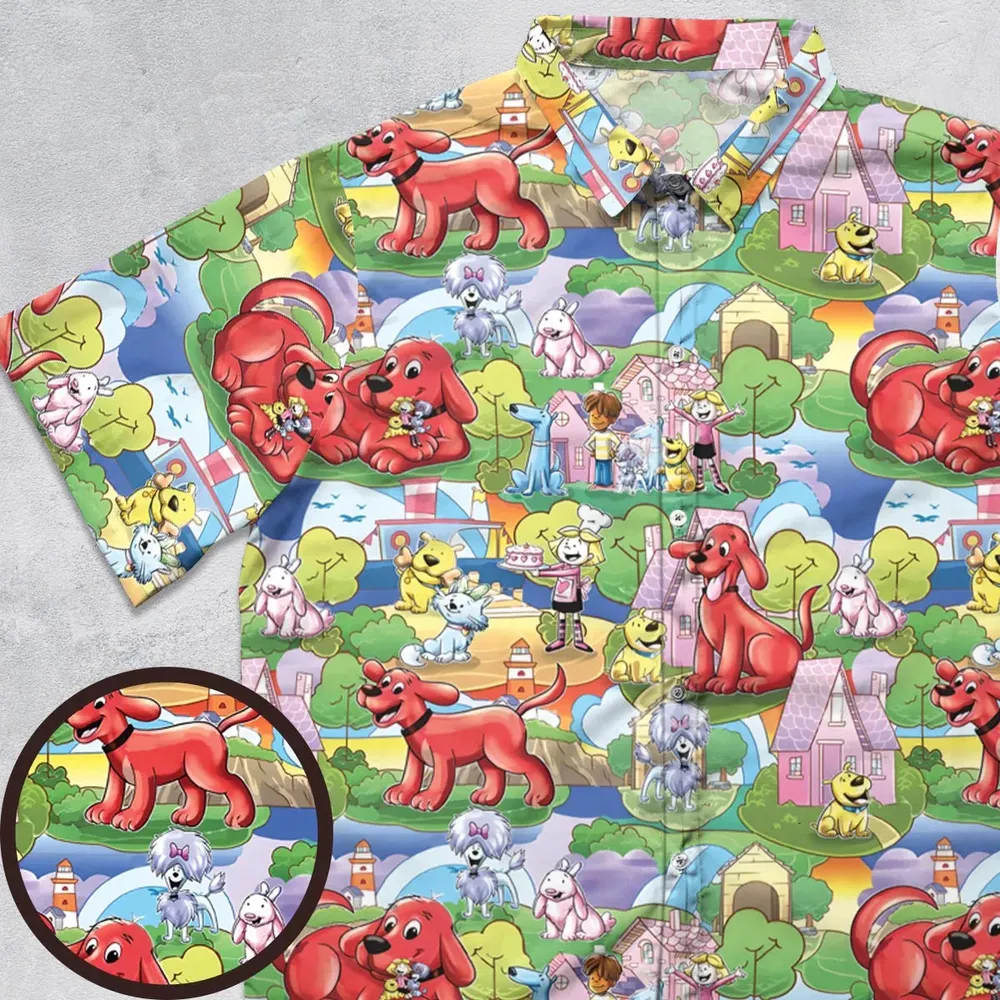 Clifford The Big Red Dog Seamless Button Down Shirt - 1