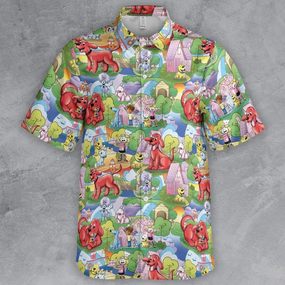 Clifford The Big Red Dog Seamless Button Down Shirt - 2