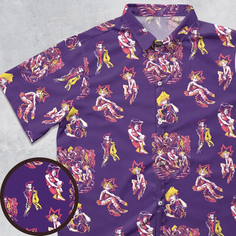 Yu Gi Oh Characters Patterns Button Down Shirt - 1