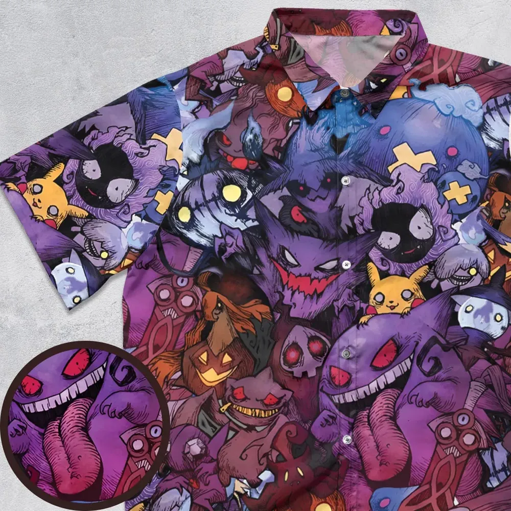 Scaries Poison Pokemon Button Down Shirt - 1