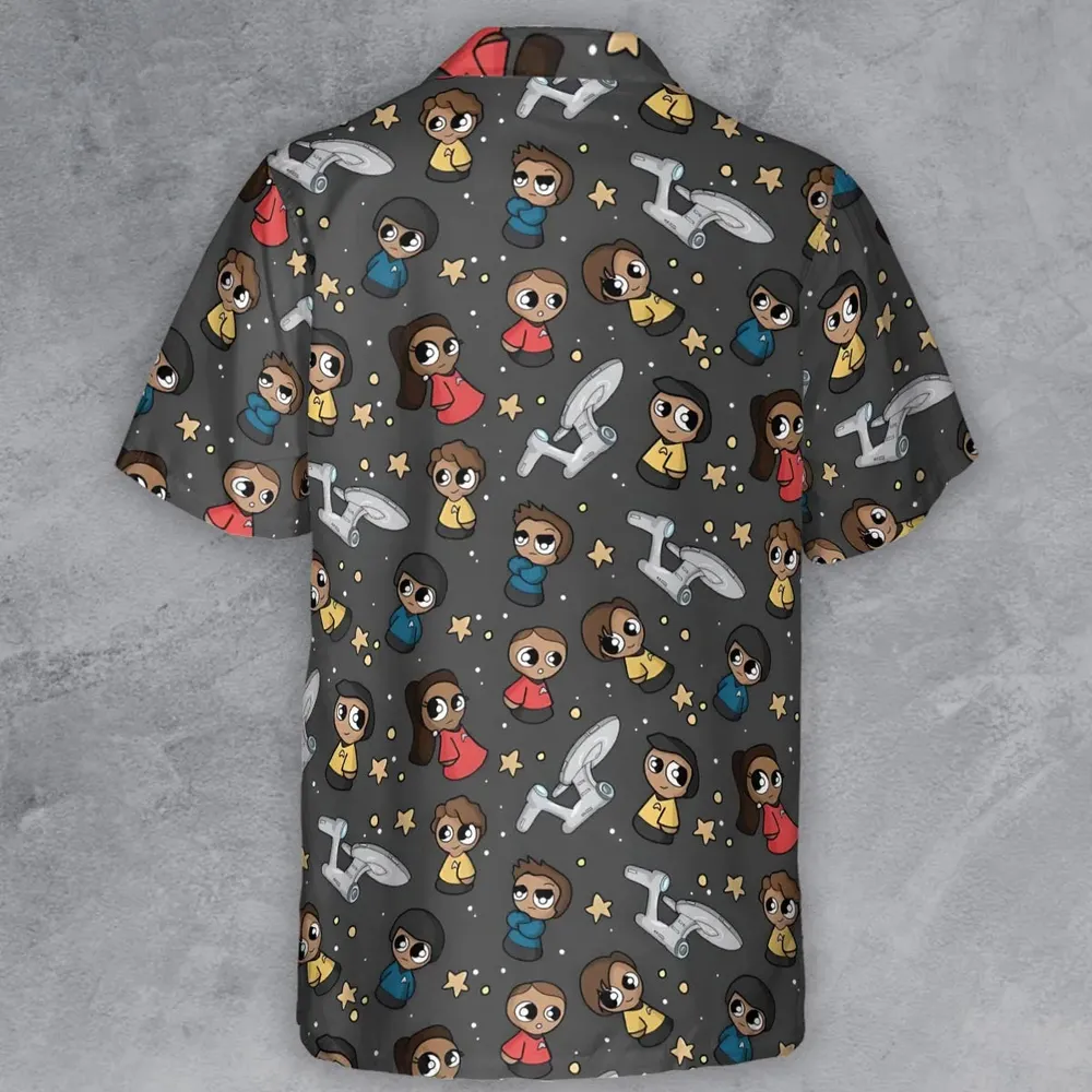 Cute Space Star Trek Button Down Shirt - 3