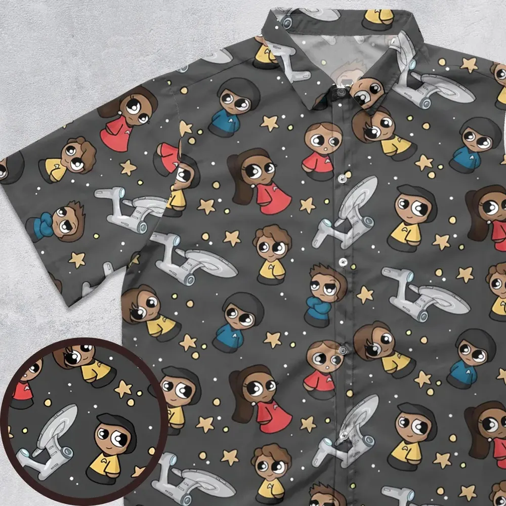 Cute Space Star Trek Button Down Shirt - 1