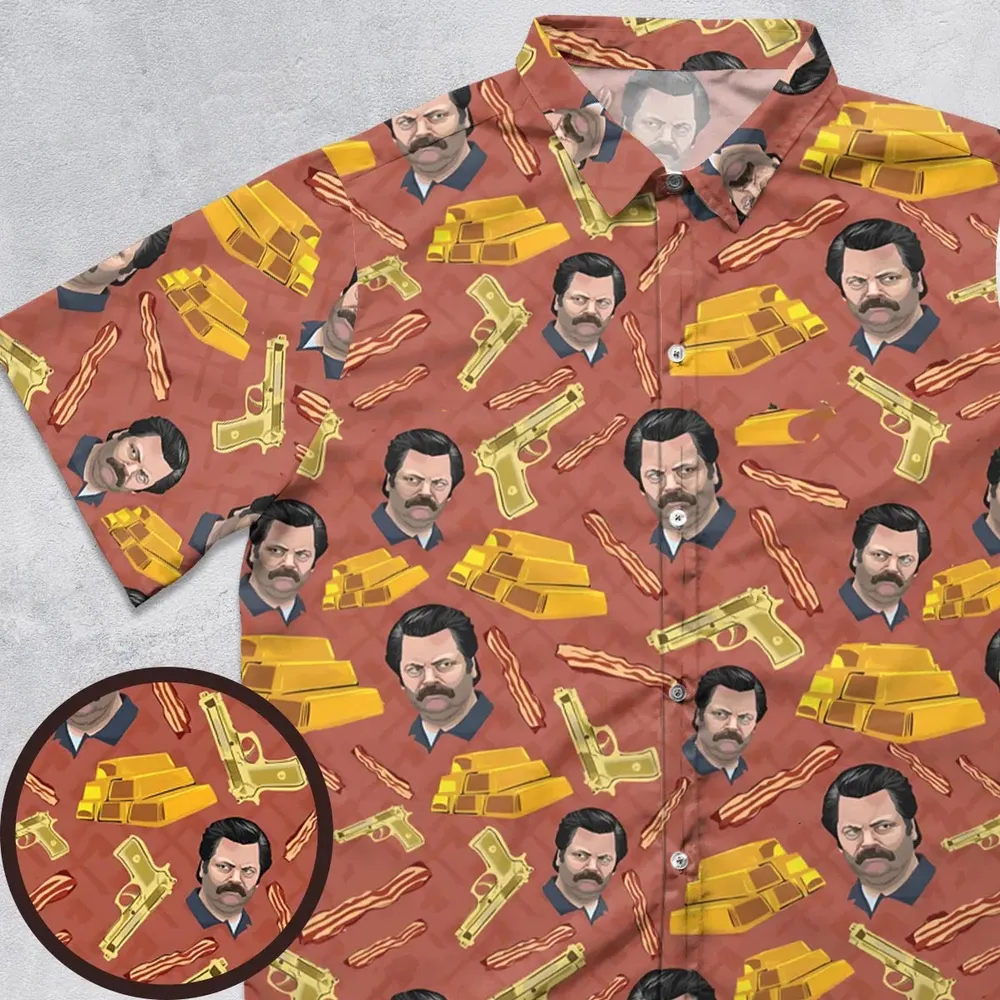 A Swan Song Parks and Recreation Button Down Shirt - 1