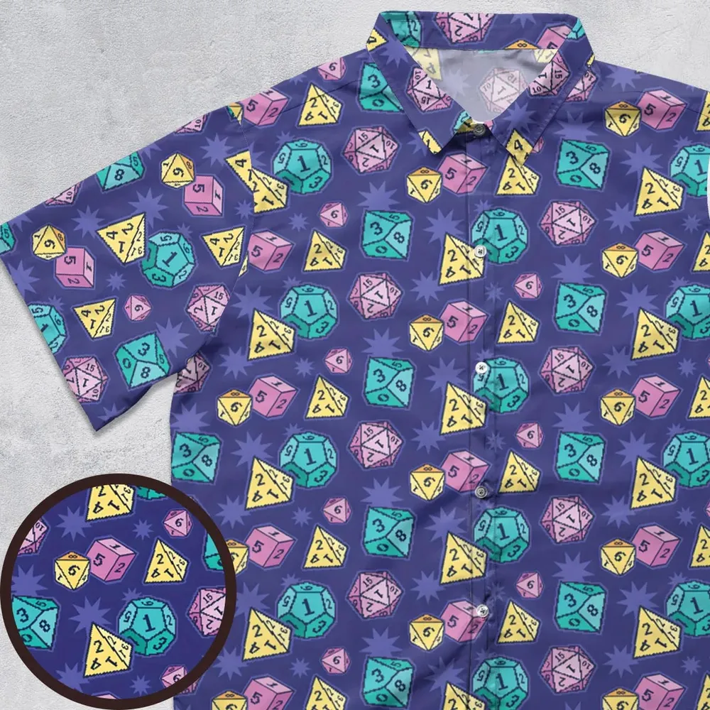 Pixel Dice DnD Button Down Shirt - 1