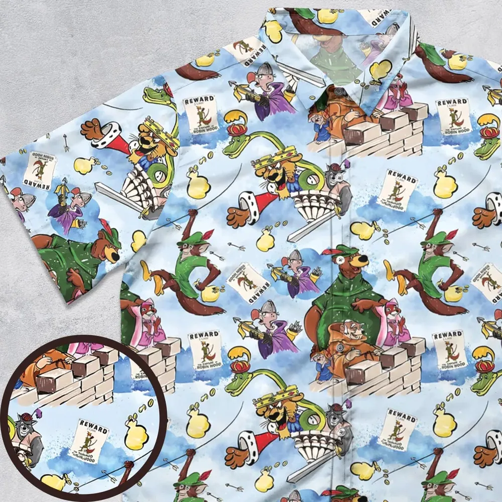 Robin Hood Characters Pattern Button Down Shirt - 1