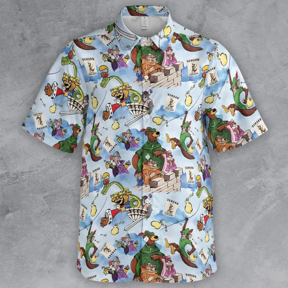 Robin Hood Characters Pattern Button Down Shirt - 2