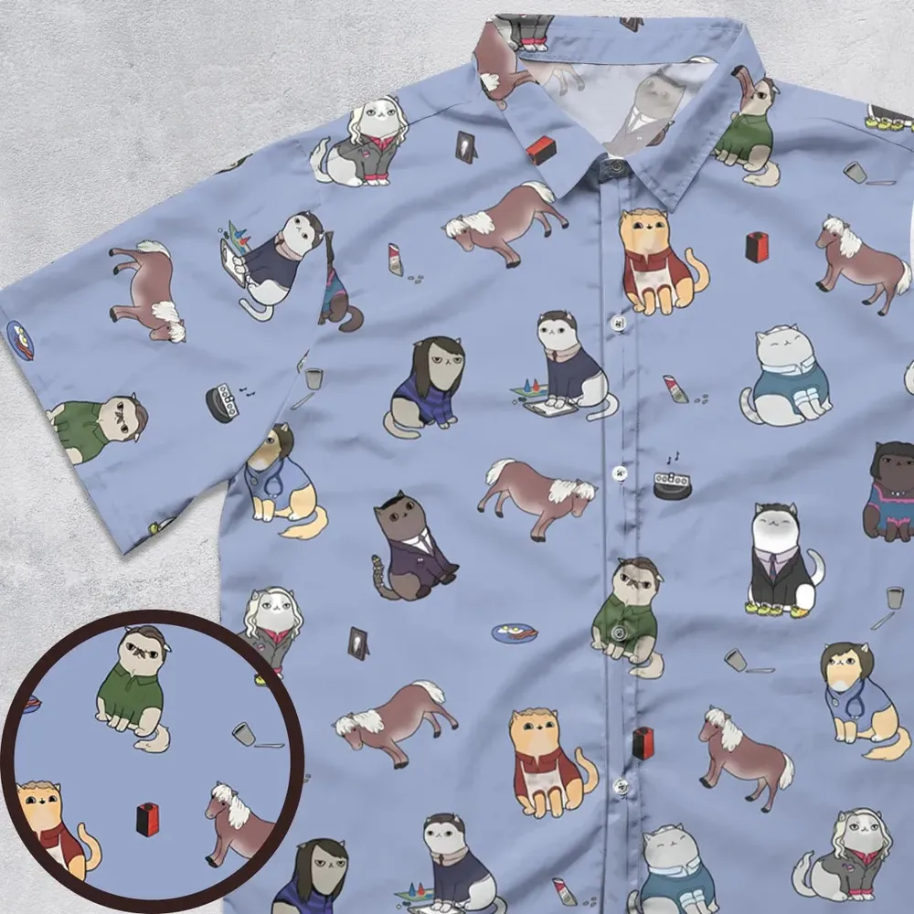 Purrs and Recreation Parks and Recreation Button Down Shirt - 1