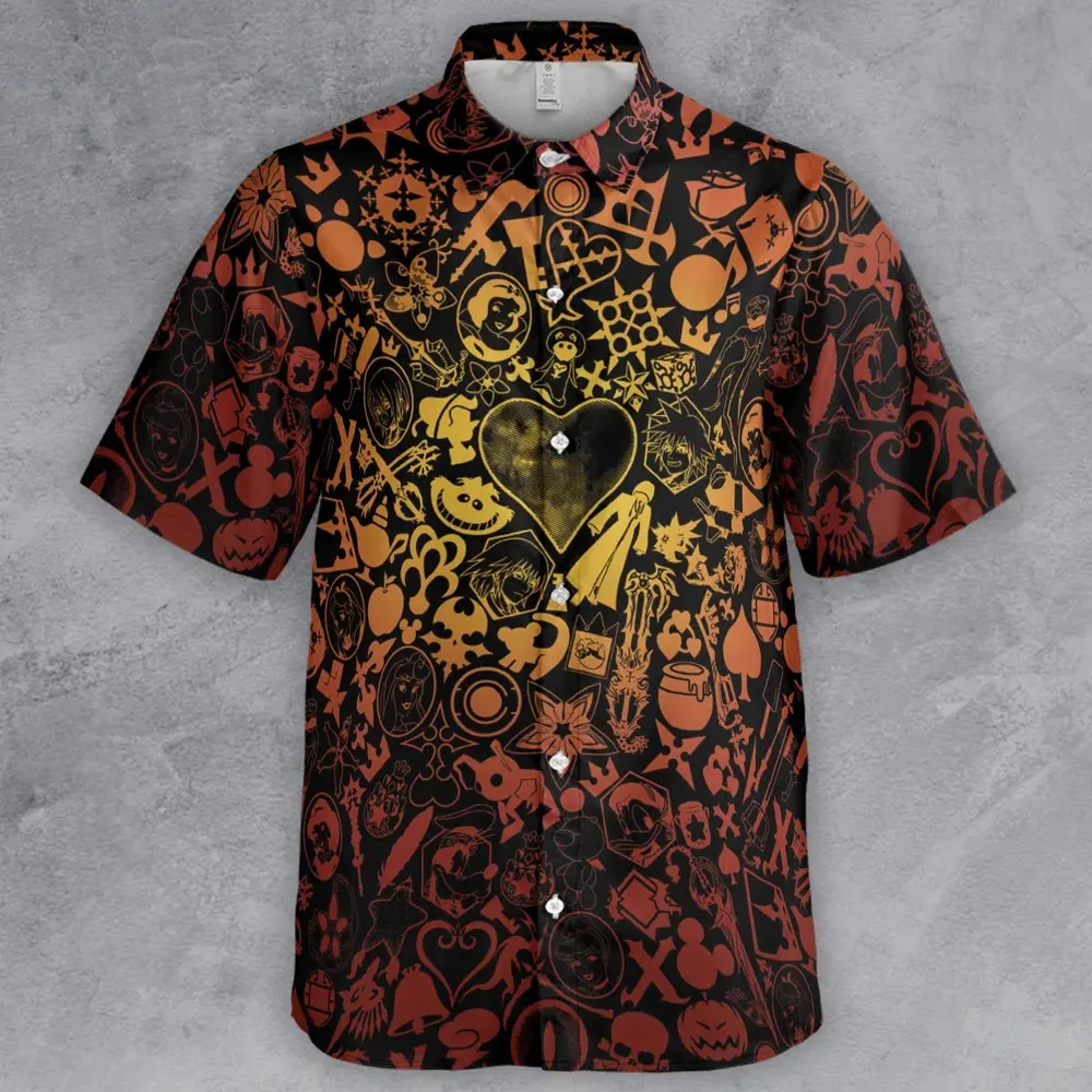 Red Key Heart Kingdom Hearts Button Down Shirt - 2