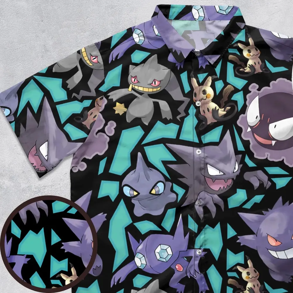 Ghost Type Pokemon Button Down Shirt - 1