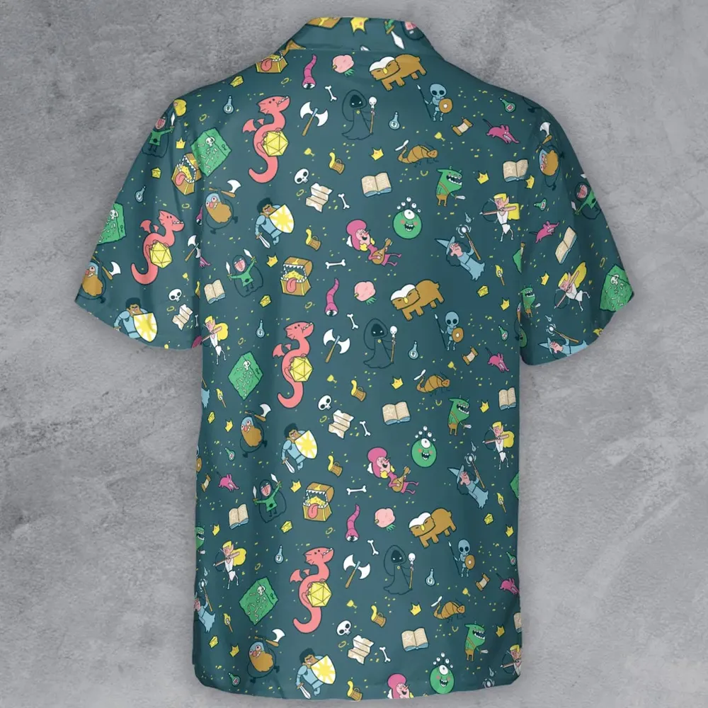 Cute Doodle Dungeons Button Down Shirt - 3