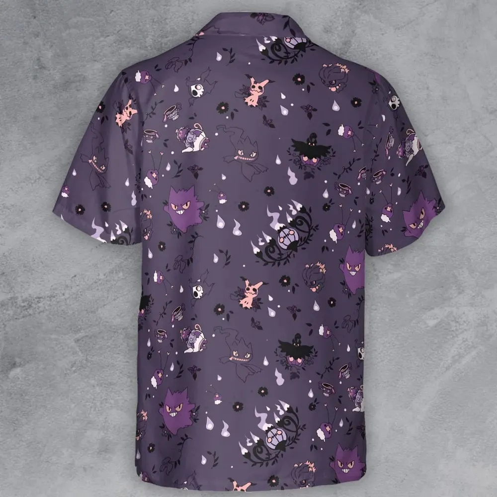 Pokemon Ghost-typen Gengar Banette Litwick Mismagius Button Down Shirt - 3