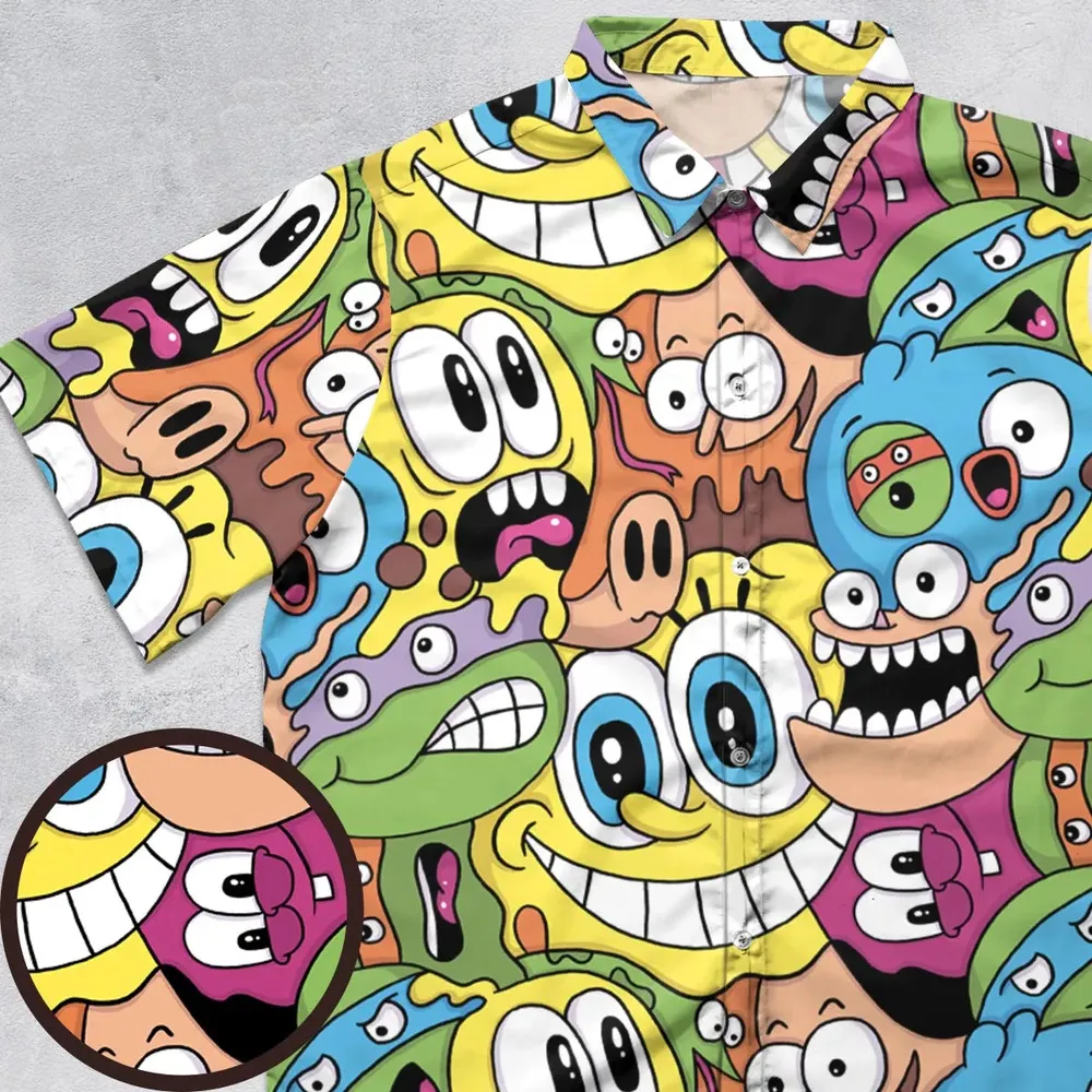 Nicktoons Squad Nickelodeon Pattern Button Down Shirt - 1