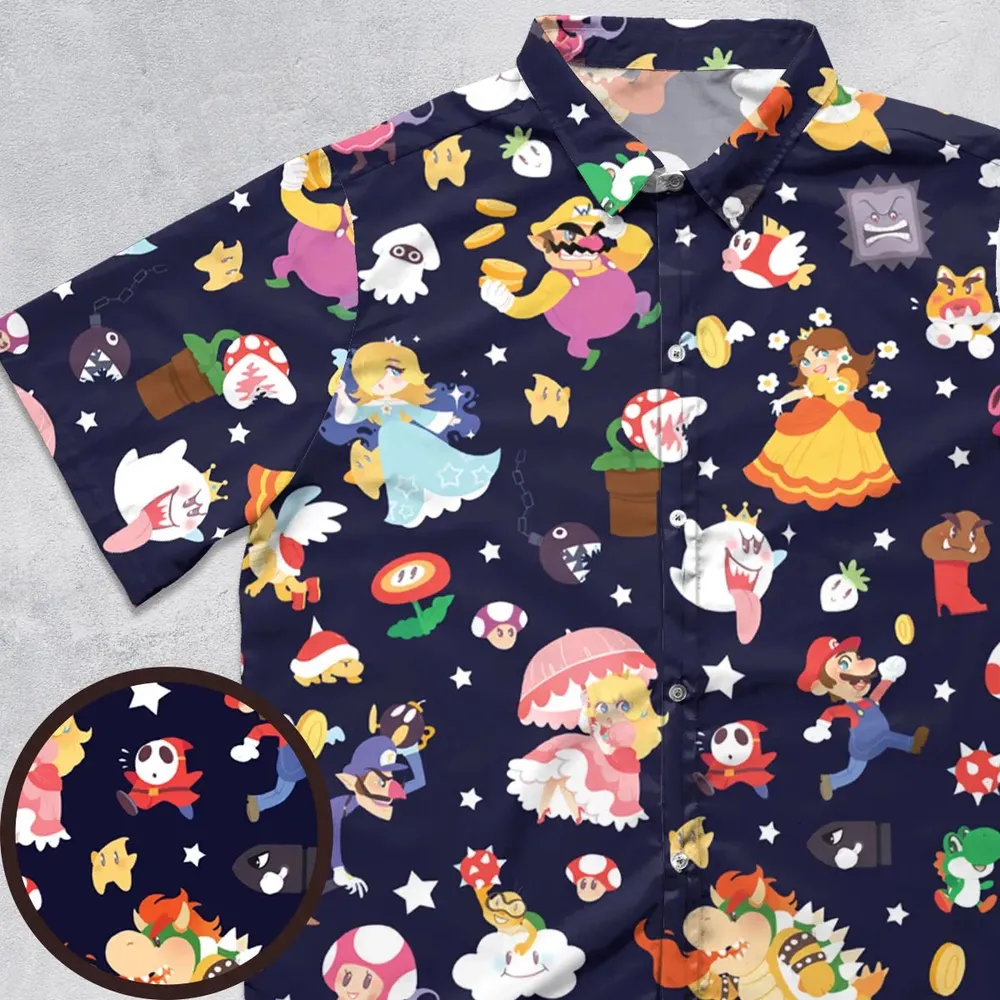 Mushroom Kingdom Super Mario Button Down Shirt - 1